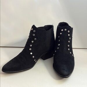 Black Suede Ankle Boots with Silver Studs